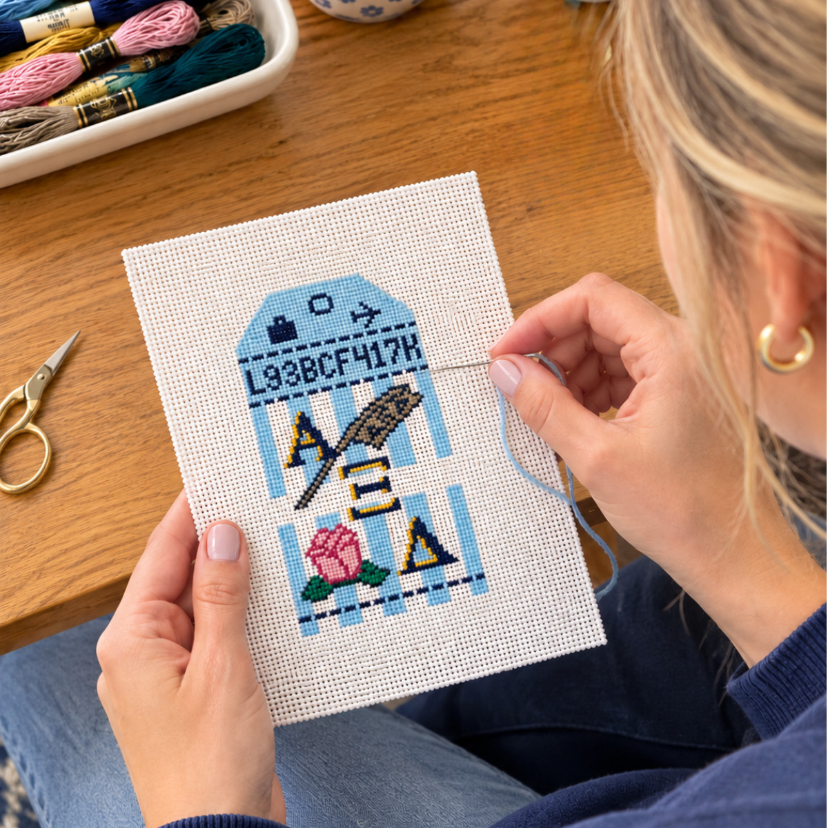 Sisterhood and Stitches: Virtual Needlepoint Session